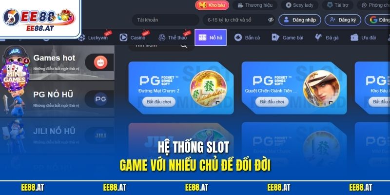 Hệ thống slot game với nhiều chủ đề đổi đời